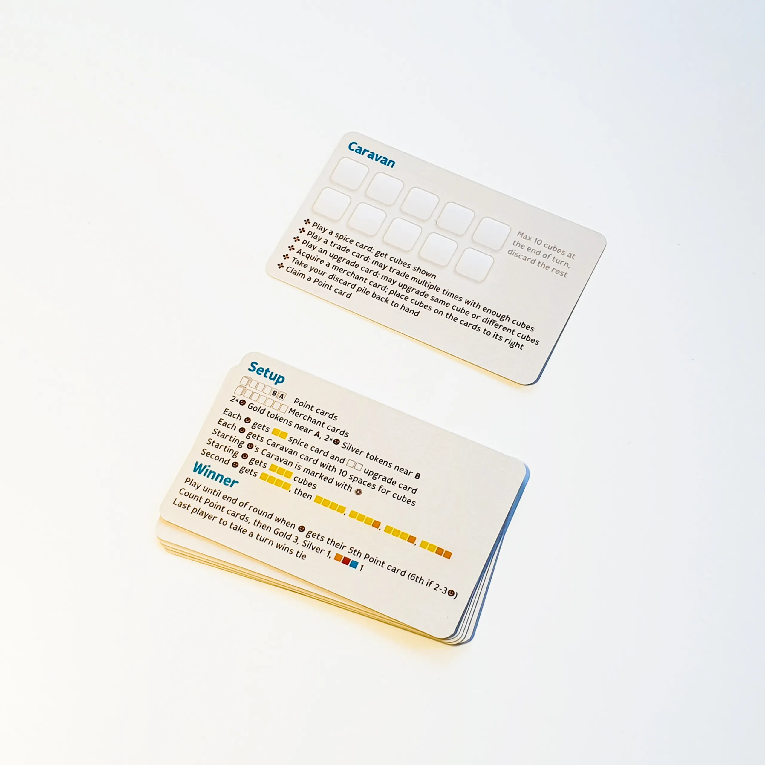 Caravan cards showing front and back